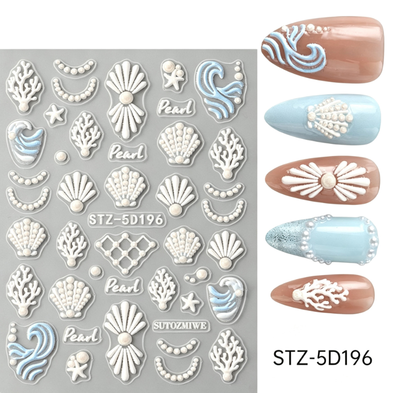 Summer Shell  Demon Flower Nail Stickers